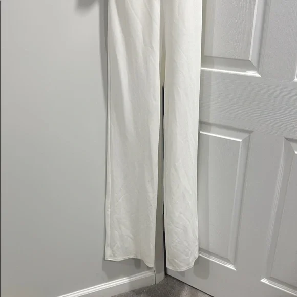 Windsor White Ruffled Jumpsuit with Wide-Leg Pants - Picture 5 of 9